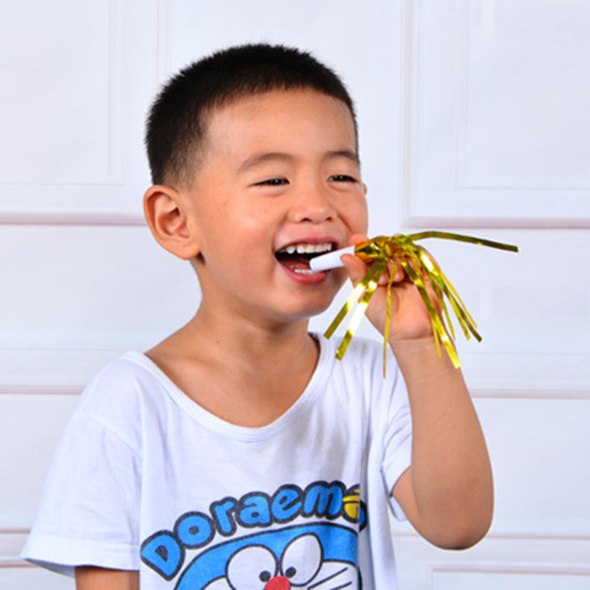 

12Pcs Kids Whistle Children Blow Dragon Party Blowers Metallic Whistles Random Color Plastic Fun Toys Noisemaker Favor Supplies 12pcs