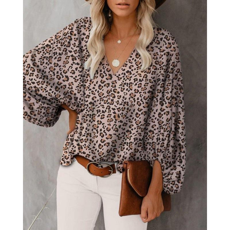 1116 European and American women's clothing summer new V-neck lantern sleeve top V-neck loose shirt women