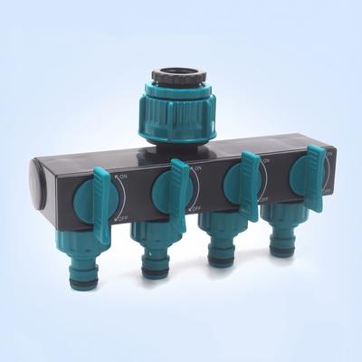 4 Way Hose Connector Splitter Garden Irrigation Water Splitter 3/4" and 1/2" Watering Connector Fittings Valve Water Distributor