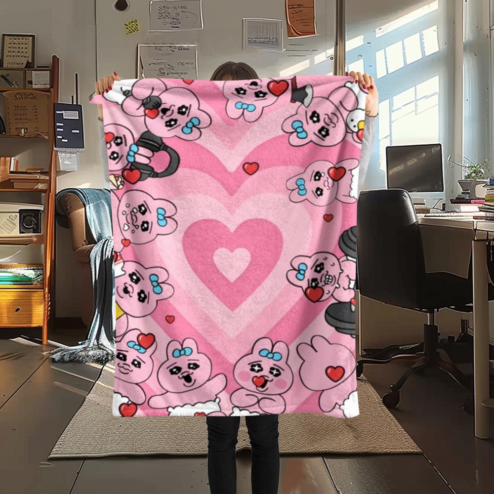 1PC Opanchu Usagi Print Flannel Blanket, High quality Comfortable for All Seasons, Home Decor, Warmth and Comfort, Perfect for Christmas Gifts104