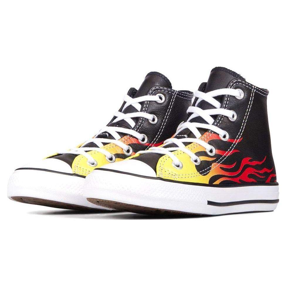 Converse Chuck Taylor All Star Flame Black Red High Top Canvas Shoes Unisex Sneakers 665864C