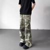 JYL Men's Flare Jeans Vibe Camo American HipHop Trendy Straight Floor-Length Denim Pants