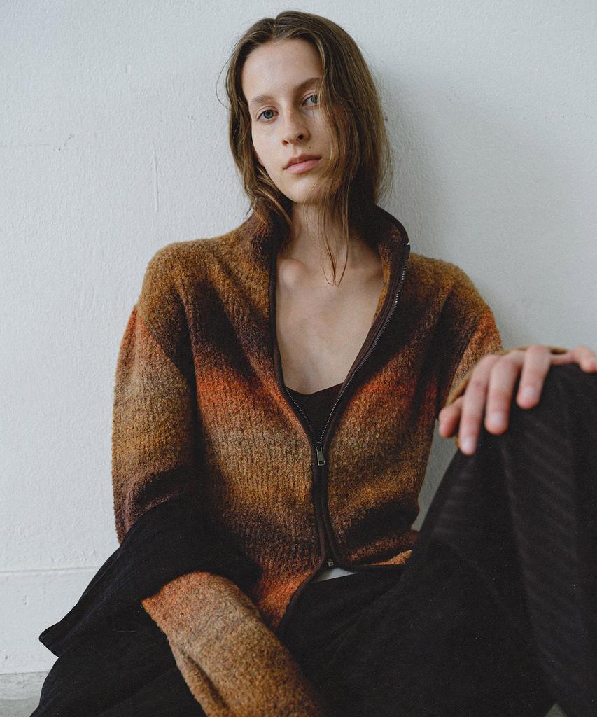 EN OR Gradation Zip-Up Knit - Orange