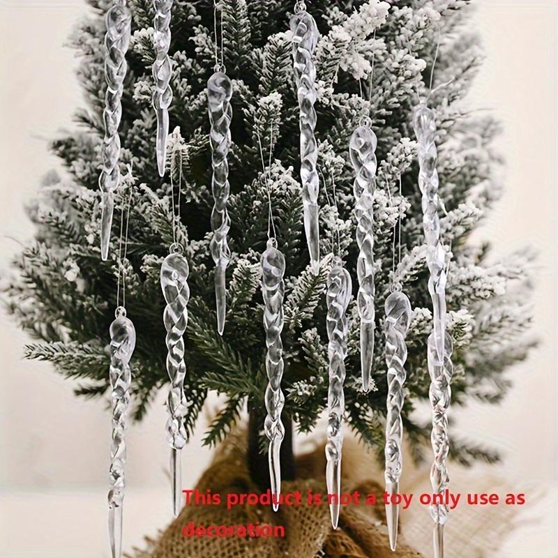 

12PCS 13cm Christmas Icile Transparent Simulati`n Ice Xmas Tree Hanging`rnament Christmas New`year Party Home Decoration 12pcs
