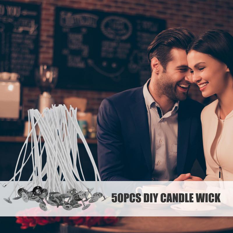 50pcs/set 40 Strands Candle Wicks Soy Wax Core Woven Cotton Core Kerosene Lamp Wax Line DIY Candles Making Wicks 8/10/15 20CM