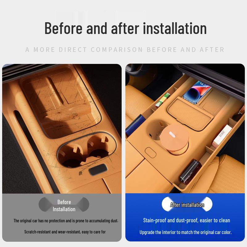 Li Auto i6 Wireless Charging Center Console Silicone Pad with Pocket for Water Bottle Protection