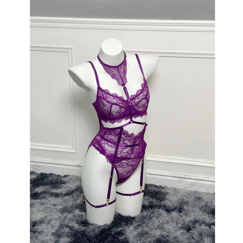 Dnika Purple Lace Push Up Bra Set Sexy Lingerie For Women