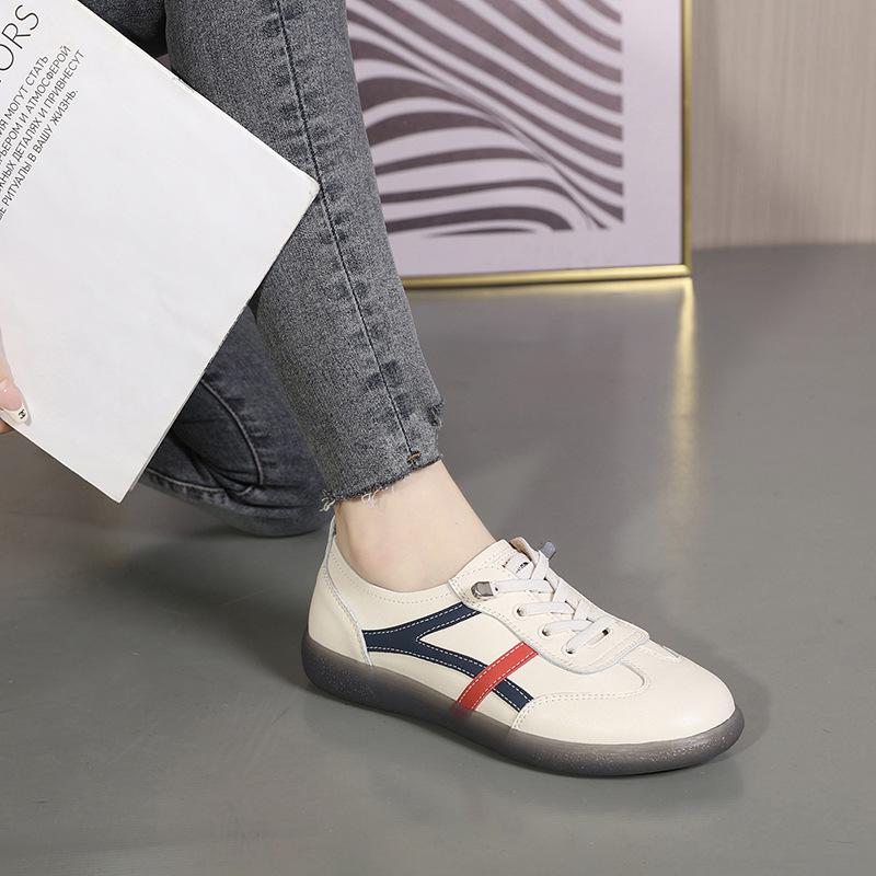 Cowhide White Shoes for Women In Spring New Korean Version of Jelly Soft Sole Women's Shoes Versatile Korean Version of Sports Flat Shoes