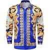 Chemise Homme Manches Longues Polyvalente Dorée Florale Impression 3D Chemise Hommes Femmes Mode Chemise Hawaïenne Respirante Blouse Élégante Luxe