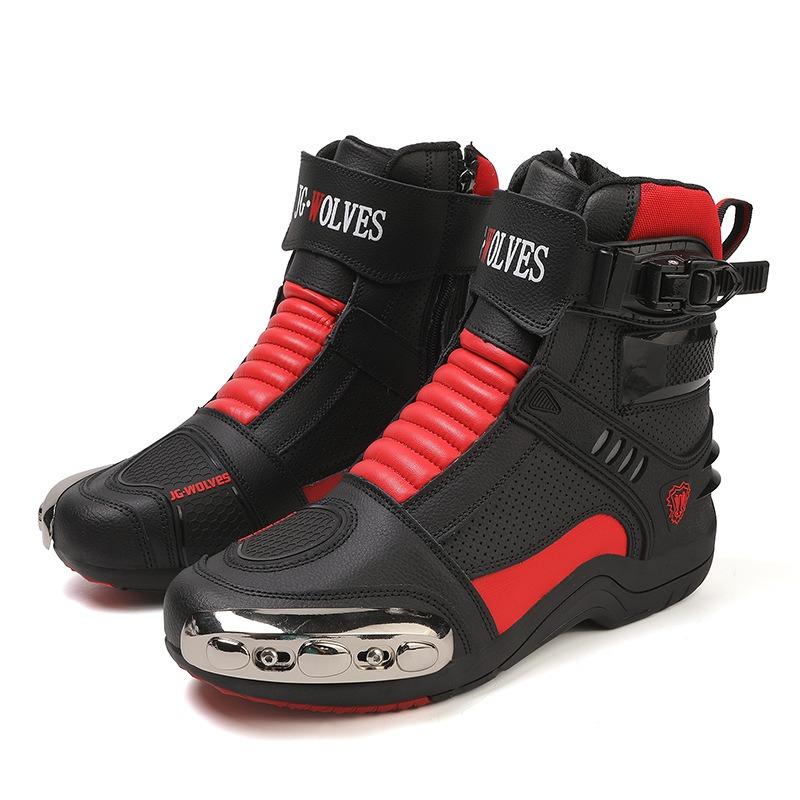 New First-layer Cowhide Waterproof and Drop-proof Motorcycle Riding Shoes Large Size Racing Shoes