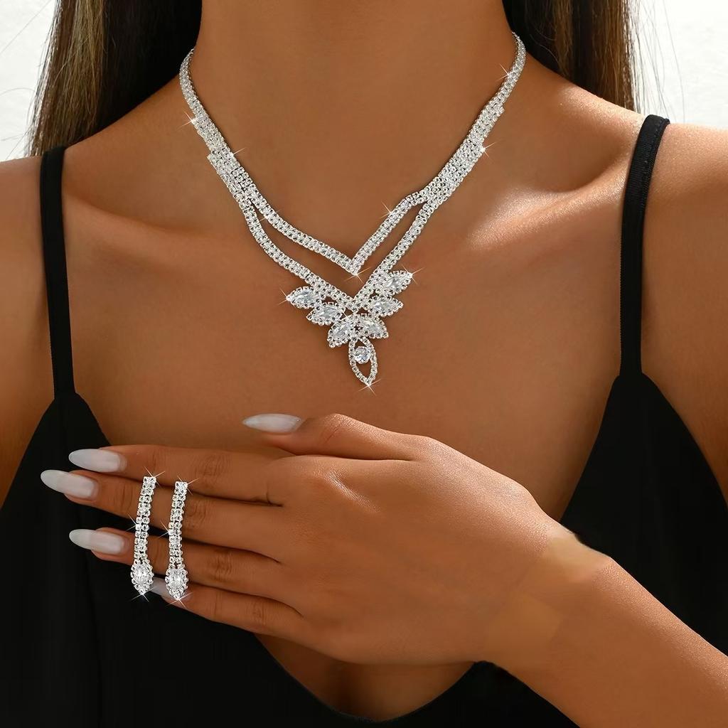 Zircon Necklace, Earrings, Bracelets, Rings, Party Wedding Dress, Accessories, Popular For Holiday Wear