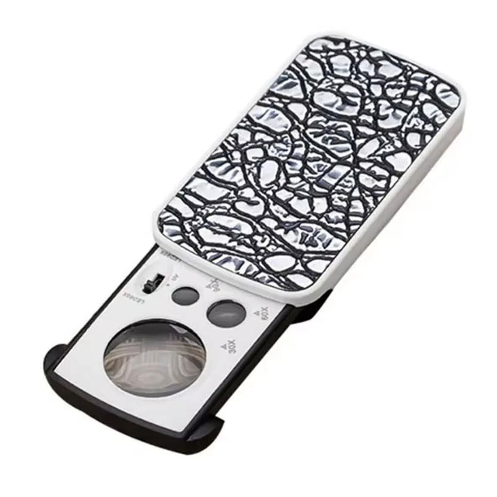 Slide Out LED Magnifying Glass 30X 60X 90X with UV Light Jewelry Loupe Magnifiers for Jewelry Coins Stamps & Antiques