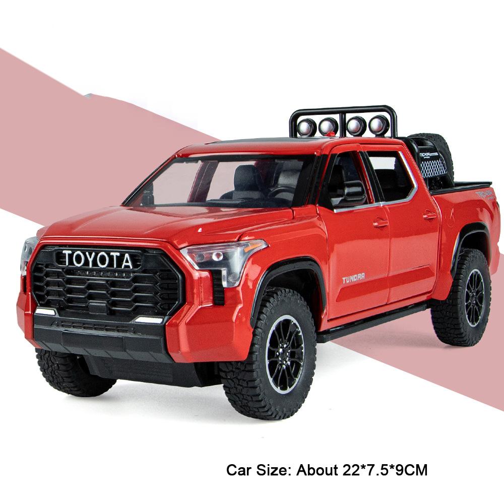1:24 Tundra Lc80 Model Toy Diecast Alloy Car Front Wheel Steering Doors Opened Sound Light Pull Back Vehices For Children's Toys