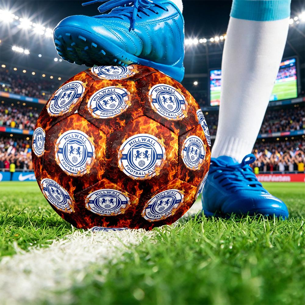 Millwall FootballPrinted Size 5 Soccer Ball, Anti Slip Adult Match Football Souvenir for Football Fans