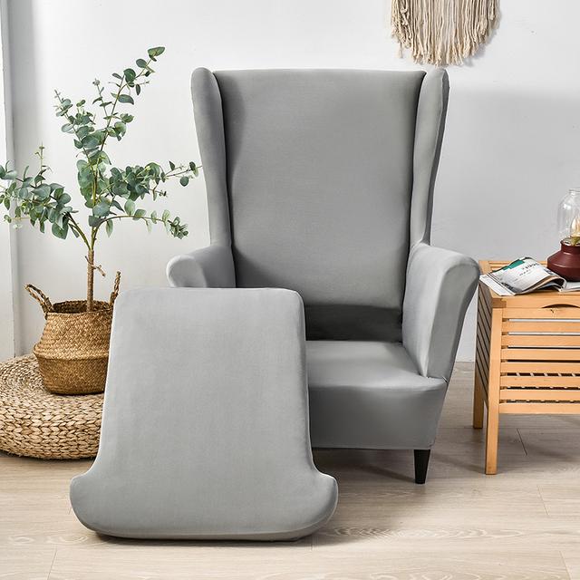 Ohrensessel Überwürfe 2 Stück / Set Dehnbares Lycra Ohrensessel Esszimmerstuhl Abdeckungen Sofa Möbel Überwurf Einfarbige Möbel Schutzhülle