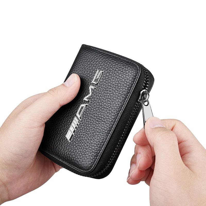 Genuine Leather Car Drivers License ID Card Passport Card Wallet For Mercedes Benz AMG W212 W205 W246 W177 W176 W213 GLC GLE GLS ML Welcome Laser Lamp
