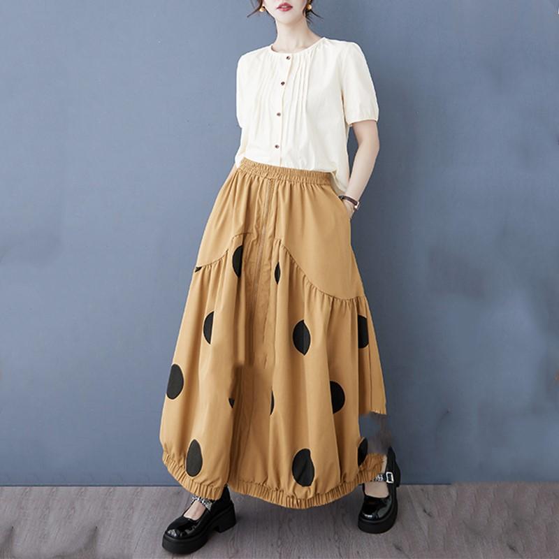 Polka Dot plus größe Hohe taille vintage Frühling Sommer beiläufige lose lange für frau röcke frauen rock