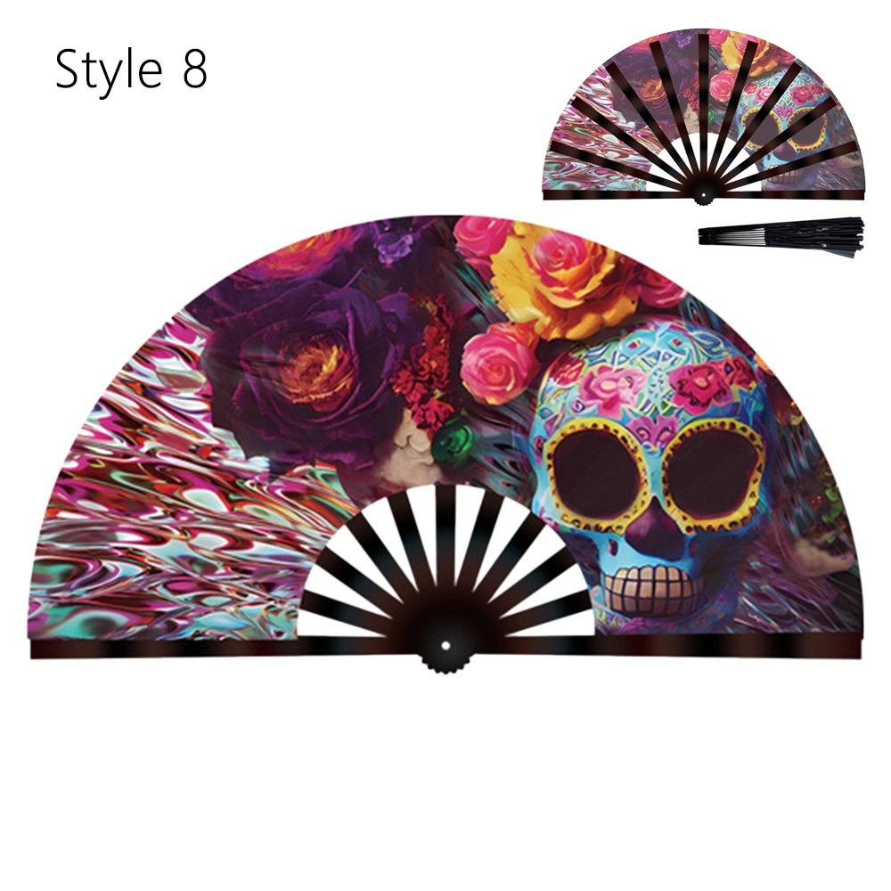 

Складной веер для тай-чи с УФ-свечением и блестками для линейных танцев, вечеринок и мероприятий Style 8