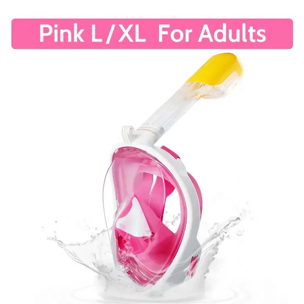 Silicone Full Face Snorkel Mask 180 Degree View Anti Fog Leak Proof Breathing Tube Camera Mount Swimming Safety Gear