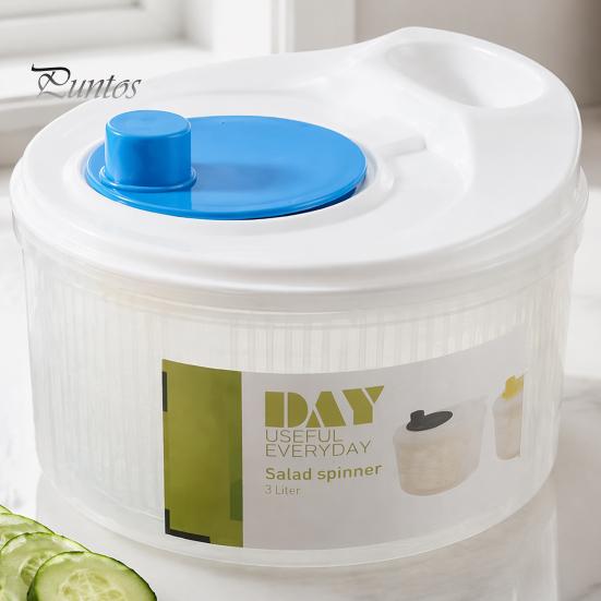 Food Grade Vegetable Strainer Salad Spinner, Manual Quick Drying Fruit Washer, Multi Functional with Large Capacity Spinner Slicing Blade Design,