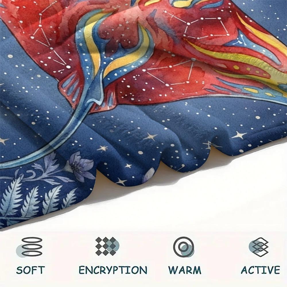 1PC Watercolor style Print FlAannel Blanket, High quality Comfortable for All Seasons, Home Decor, Warmth and Comfort