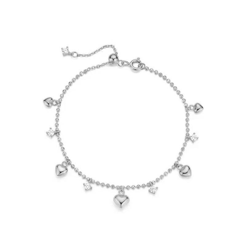 Elegant French Retro Heart Tassel Diamond Pendant Bracelet - High-End Fashion for Women.
