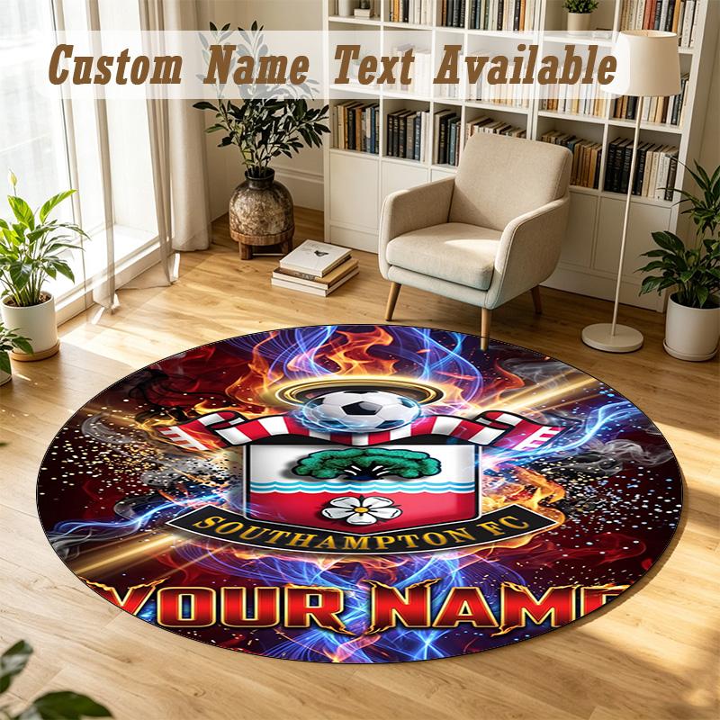 Round Rug Custom NameSouthampton FC Pattern Non Slip Carpet Home Floor Decor