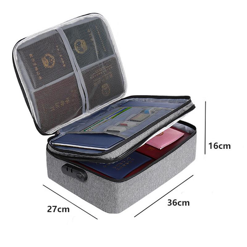 Document Bag Storage Box Household Card Wallet Certificate Passport Organizing Box Multifunctional Archive File Storage Bag серый