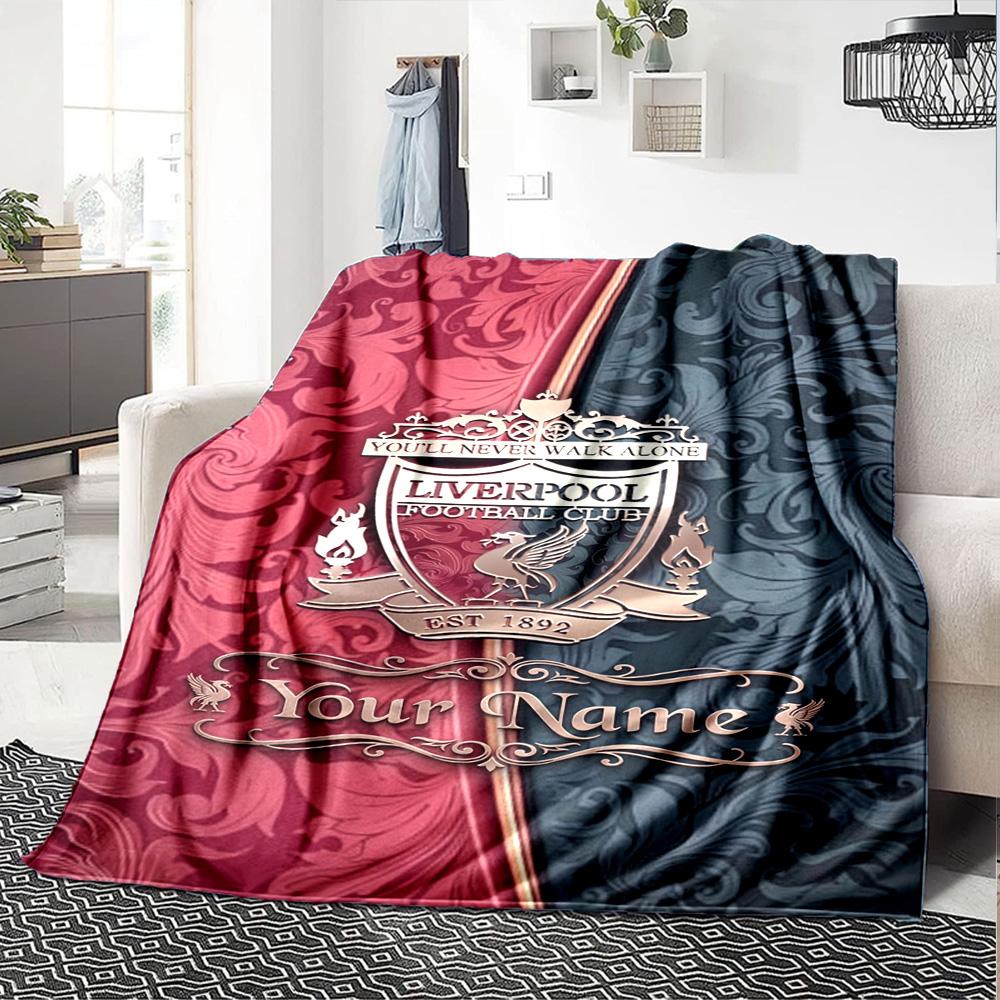 Liverpool Customize Text Blanket Gift Customizable Blanket Comfortable Perfect for Nap Chair Home Decor Picnics All-Season Use