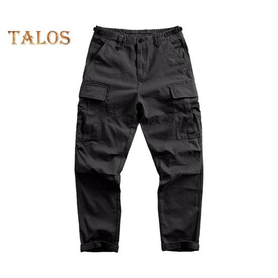 Men Cargo Pants Loose Solid Color Vintage Style High Street Style Wide Leg Straight Leg Multi Pockets Streetwear Outdoor Travel Trousers