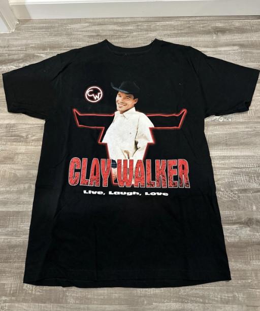 Clay Walker Tour 2000 T-shirt Full Size Short Sleeve Black Unisex SEG_1086