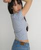 RONRON Floral Logo Slim Crop T Shirt Soft Blue