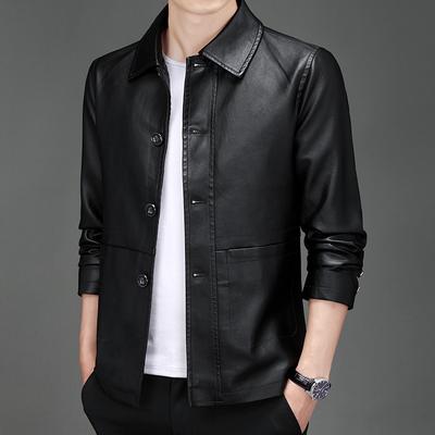Costume en cuir pour hommes minceur nouvelle Version coréenne tendance beau Style surmonte revers décontracté veste de papa d'âge moyen veste veste
