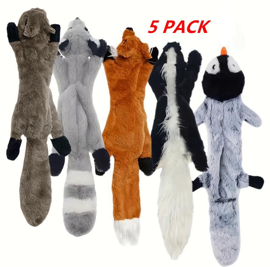 5er-Pack Hundequetschspielzeug Haustier Knisterspielzeug Ohne Füllung Tiere Weiches Plüsch Hundekauspielzeug für mittlere und große Hunde