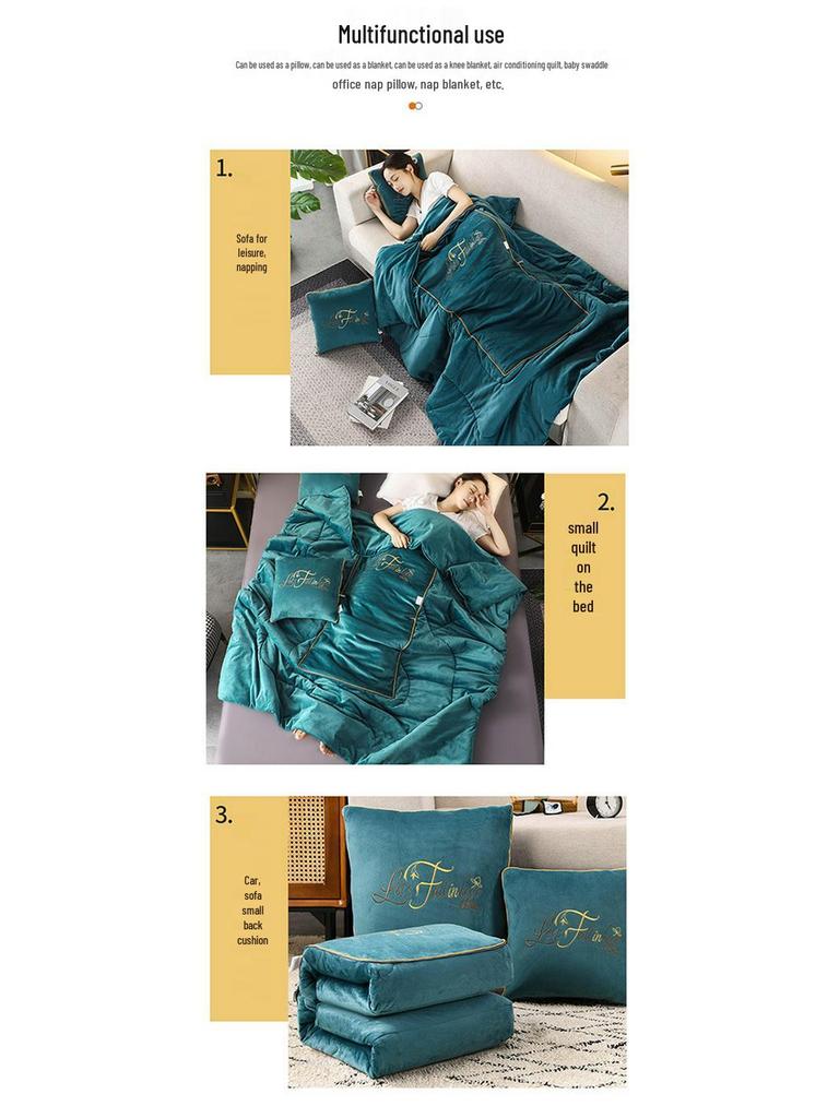 Convertible Coral Fleece Pillow & Blanket - Dual-Use Cushion for Cars & Office