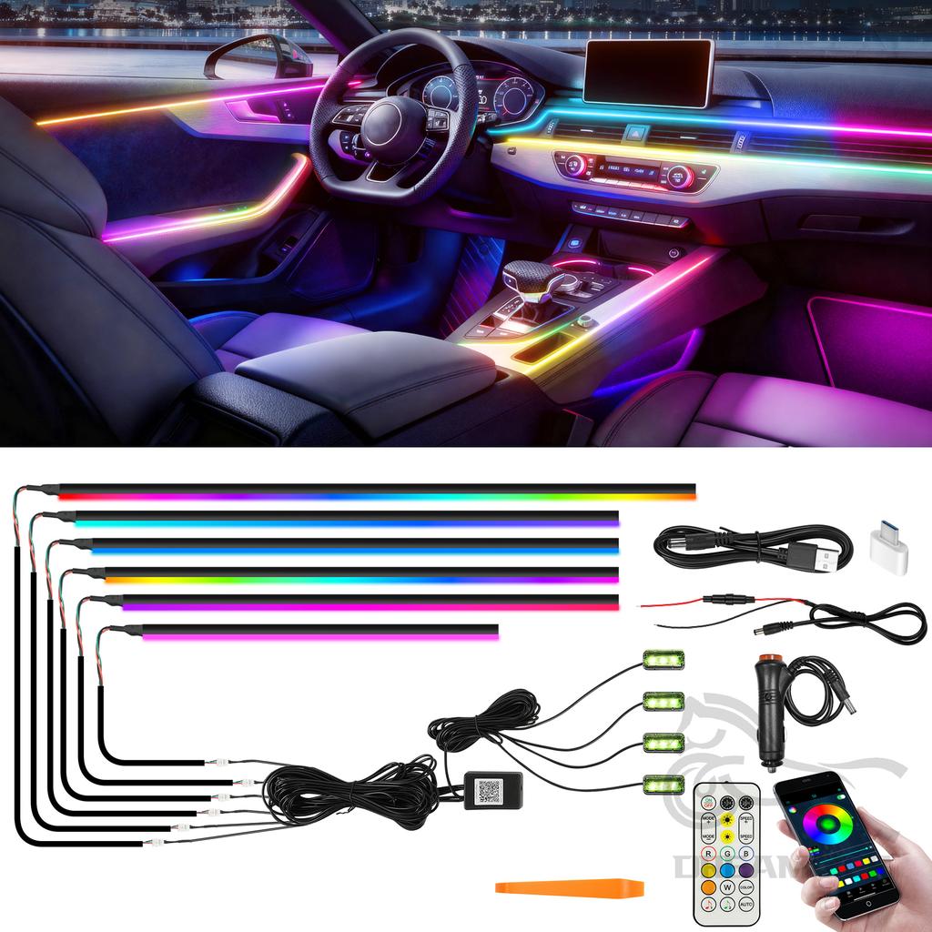 LED Ambient Light Car Interior Lights Strip Neon RGB Environment Lamp Car Auto Decoration Accessories 10 in 1 Neon Lights 4