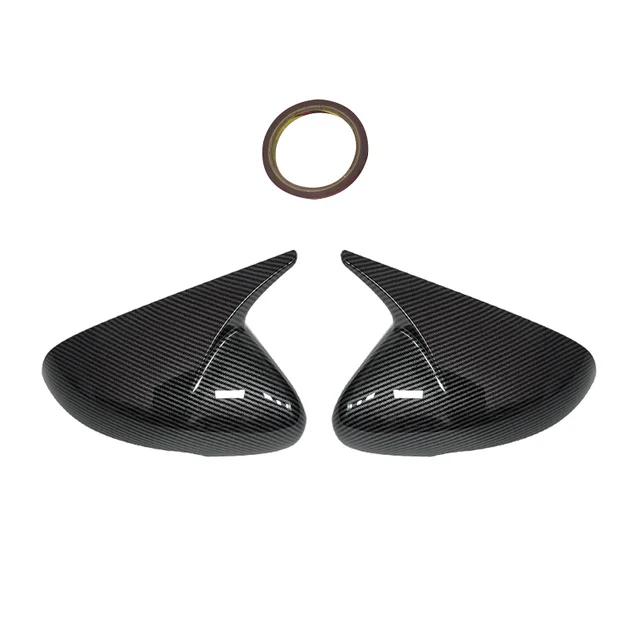 For KIA Stinger 2018-2022 Auto Car Body Side Door Rearview Mirror Cover Sticker Trim ABS Carbon Fiber Style Gloss Black