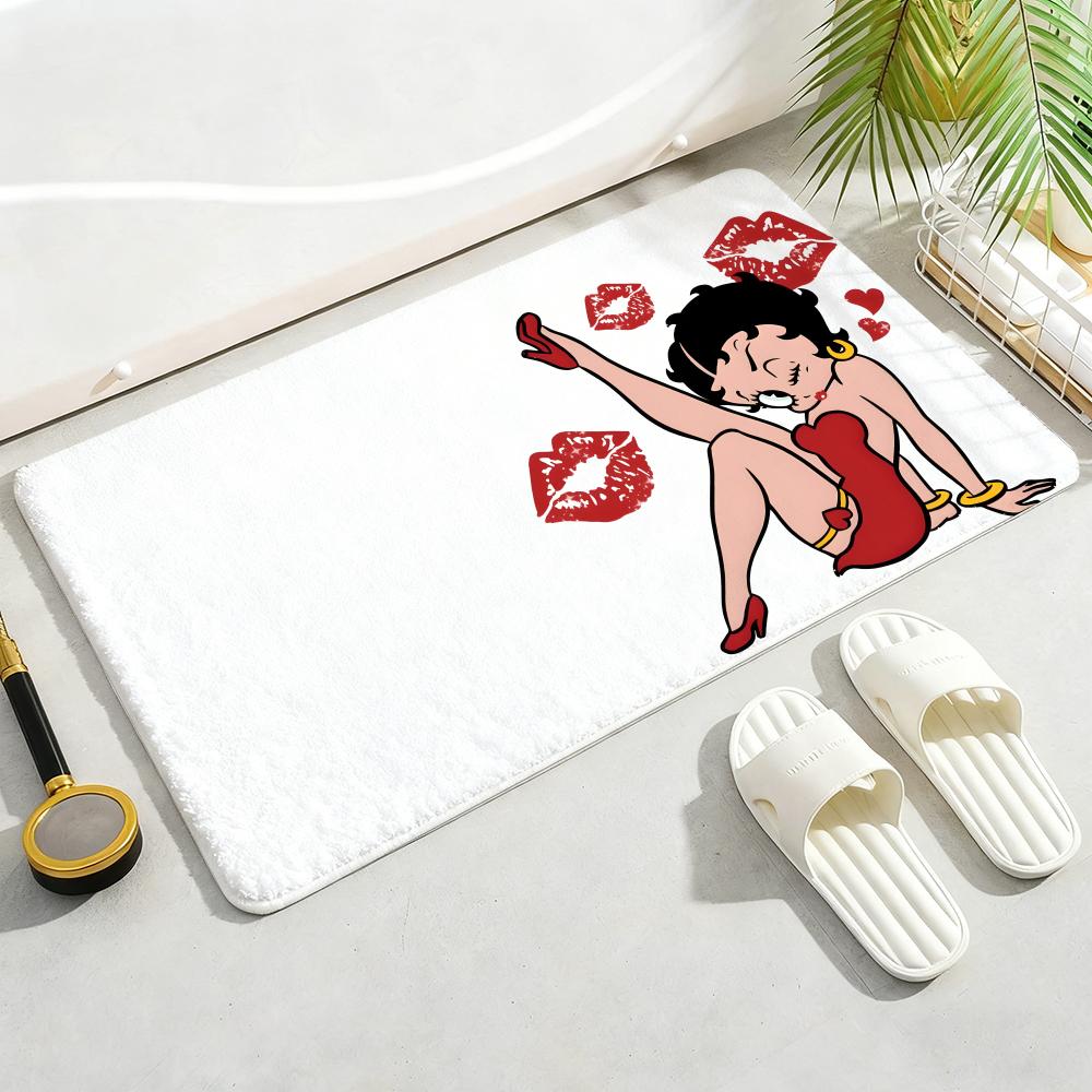 B-Betty-Cute-Boop Anime Floor Mat Soft Thickened Non-Slip Door Mat for Living Room Home Decor Flannel Rugs 40x60cm
