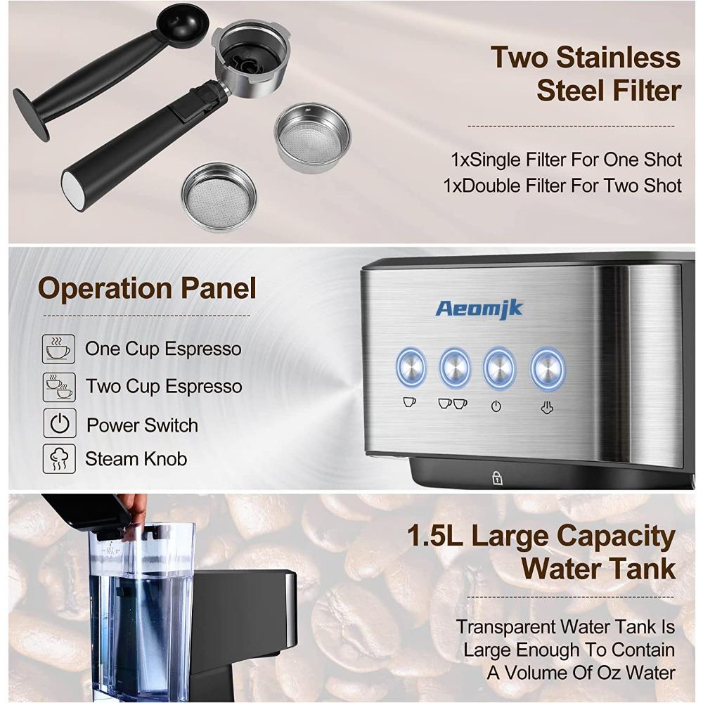 Coffee Machine Italian Semi-Automatic Espresso High Pressure Extraction Milk Foam Coffee Machine