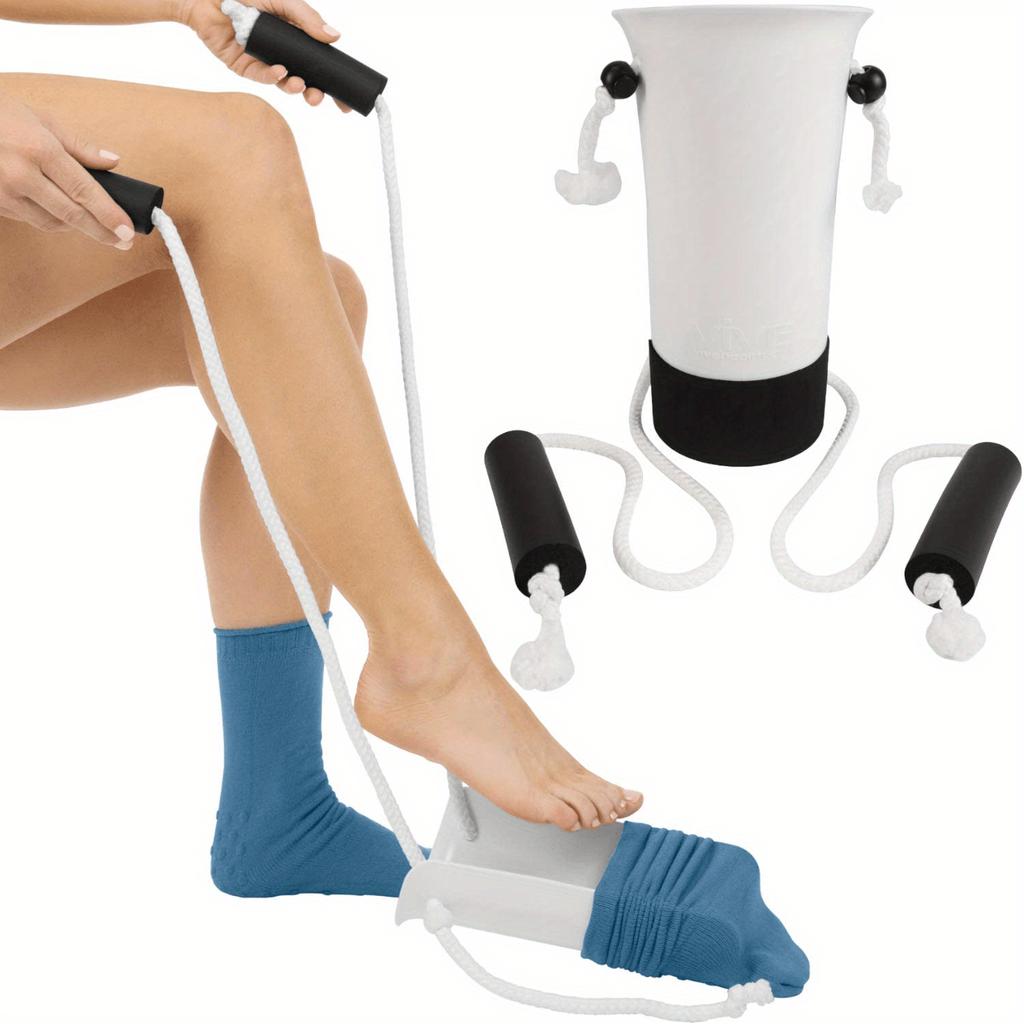 [Compression Socks Aid] Compression Socks Aid | Easy on/Off Device with Blue Rollers & White Rope - Elderly, Pregnant Women,Diabetics,Pregnancy Relief