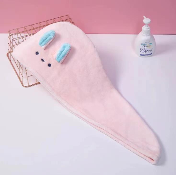 Korean Rabbit Ears Quick-Dry Hair Towel - Cute Cartoon Absorbent Cap for Girls & Adults