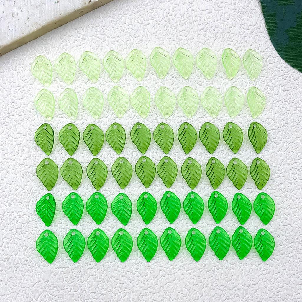 40/50/60 Buc. Farmece Delicate Acrilice Verzi Transparente în Formă de Frunză cu Găuri, Stiluri Variate pentru Accesorii DIY de Artizanat Bijuterii