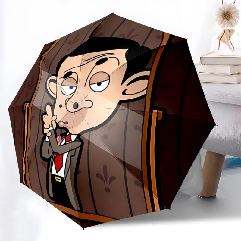 1PC Elevator Mr. Bean Automatic Open/Close, 8-Rib Durable Frame Compact Travel Umbrella for Men & Women S1222067