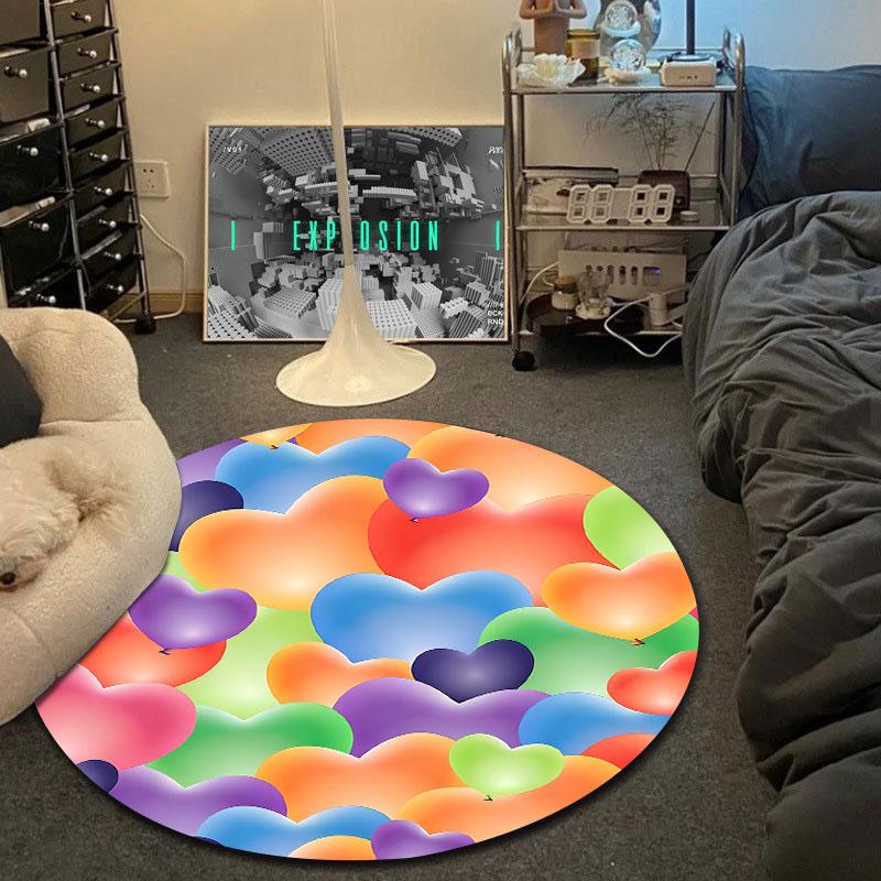 Whimsical Round Gothic Multicolor Rug Pad, Non-Slip Floor Mat for Family Room