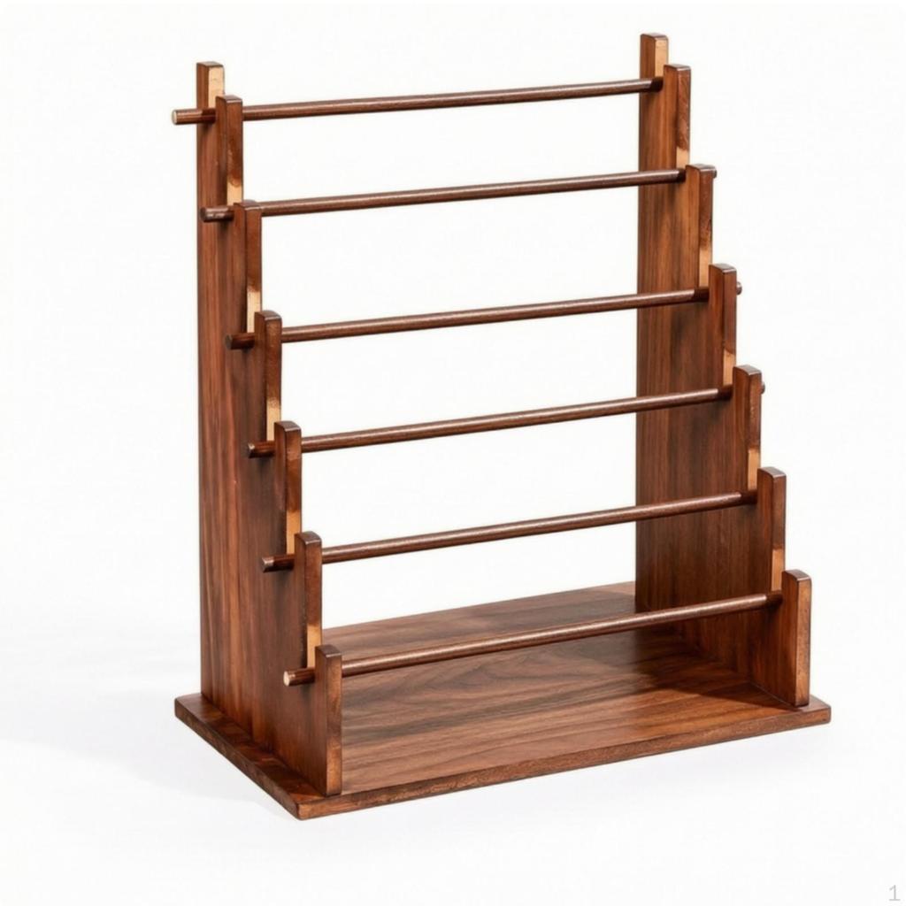 Tiered Accessory Display Stand | Walnut Finish, Jewelry Rack, Sturdy,
