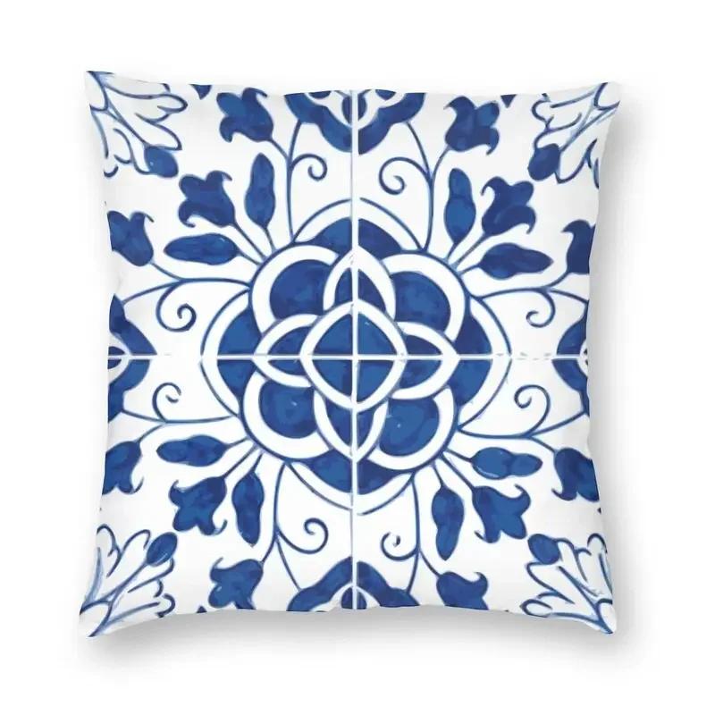 45x45cm Blaue Weide Chinesisches Blau-Weißes Porzellan Inspiriertes Kissenbezug Wohnzimmer Kissenbezug Quadratischer Kissenbezug Kissenhülle