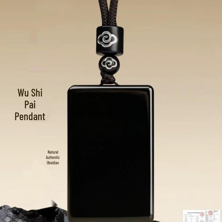 Натуральное Обсидиановое Ожерелье Уши Пай с Подвеской из Хрусталя Дунхай - Унисекс Нефритовая Подвеска Certificate +3 RMB