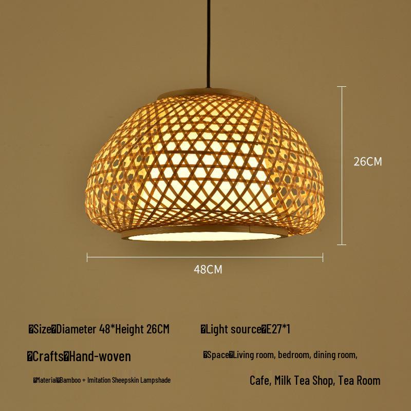 A8L Bamboo Pendant Lamp: New Chinese Zen Style, Rattan Woven Design, Ideal for Tea Rooms, Dining Areas & Teahouses with Japanese Antique Touch.
