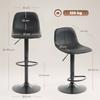 Bar Stools, Set of 2, Height-Adjustable, Backrest, Footrest, 360 Swivel, Steel, Black