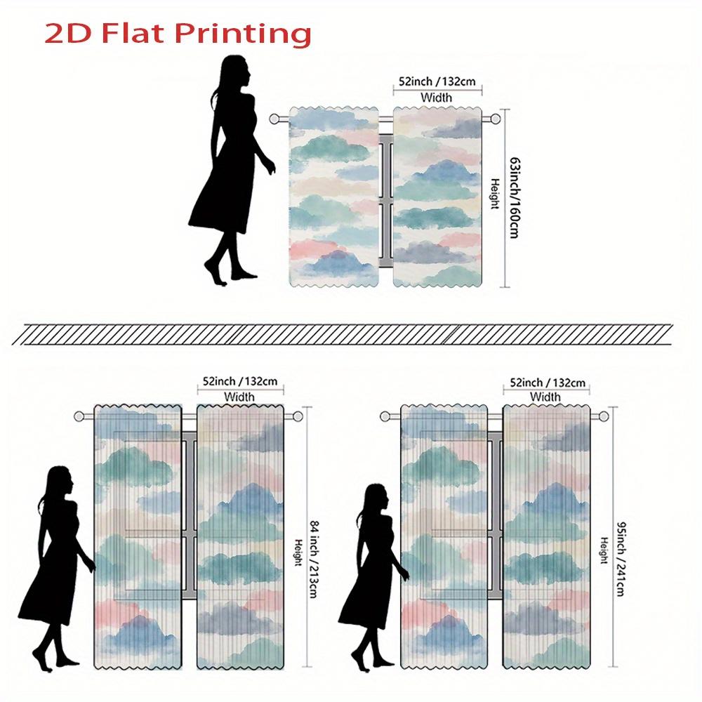 2D Flat   2pcs   2D Flat Printing Curtains   Watercolor Clouds Pattern for Bedroom Light Blue Pink Grey   Rod Pocket Velvet Fabric W